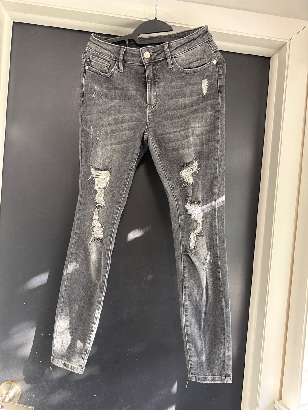 Judy Blue Grey Distressed Skinny Jeans
